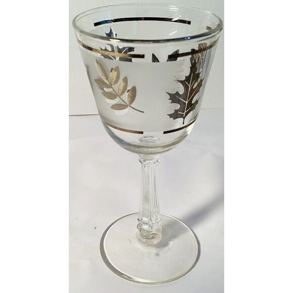 Vintage Libbey Silver Leaf Frosted Stemmed Wine /Cordial/Sherry Glasses Set Of 4 - Picture 5 of 7